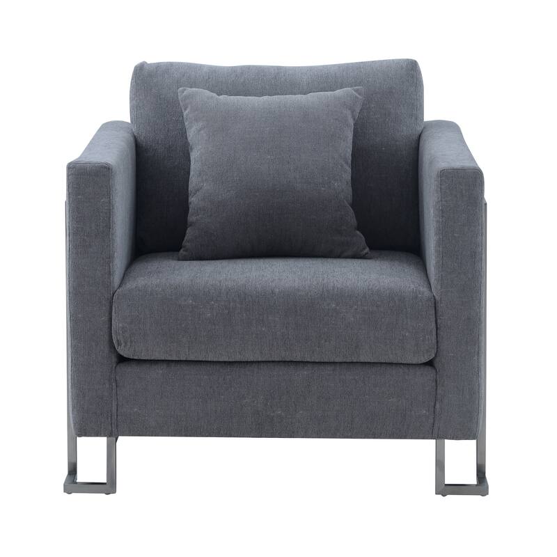 Heritage Fabric Accent Chair with Brushed Stainless Steel Legs