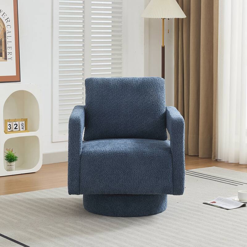 Swivel Square Accent Chair with Open Back - Navy