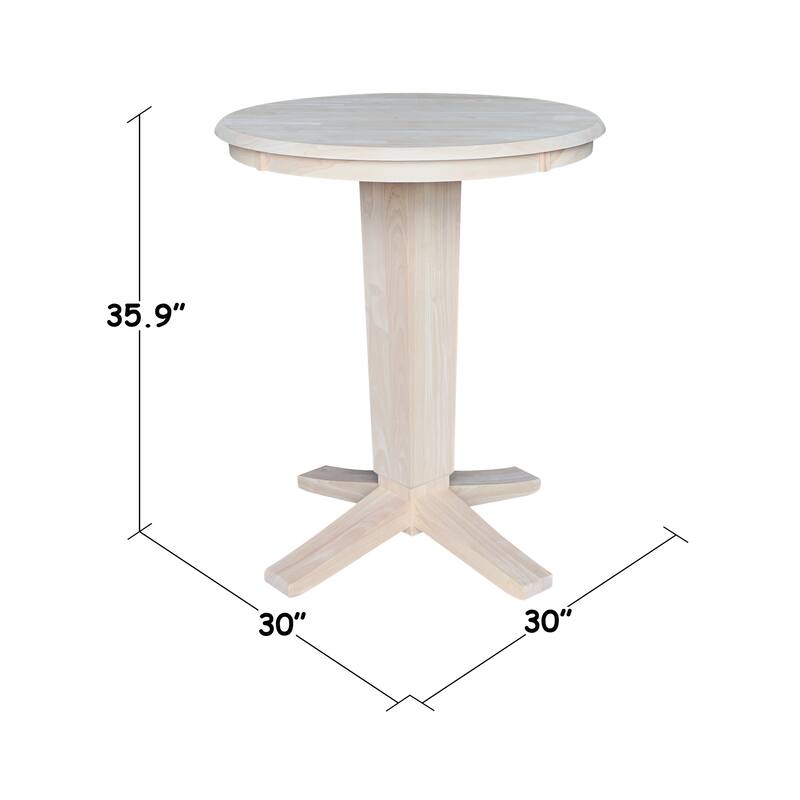 30 in Solid Wood Round Top Counter Height Pedestal Dining Table