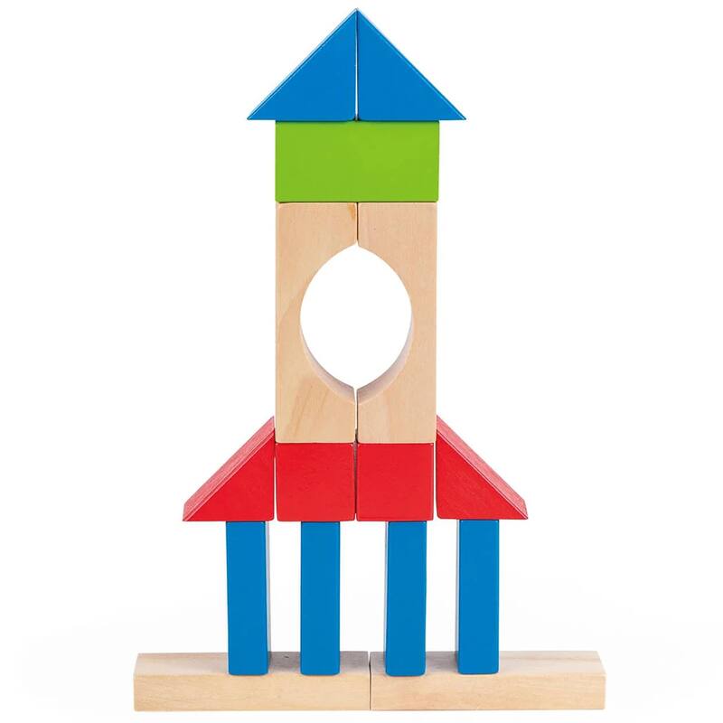 Hape: Build Up & Away Blocks - 100 pcs - Assorted Wooden Set, 1+