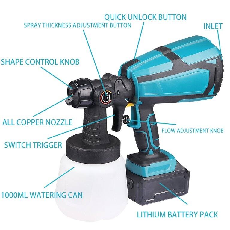 Rechargeable Paint Spray Gun for Exterior Paint