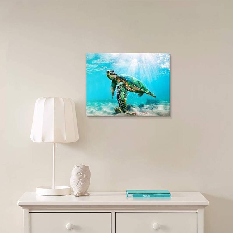 Green Sea Turtle Wall Decor Tropical Canvas Wall Art