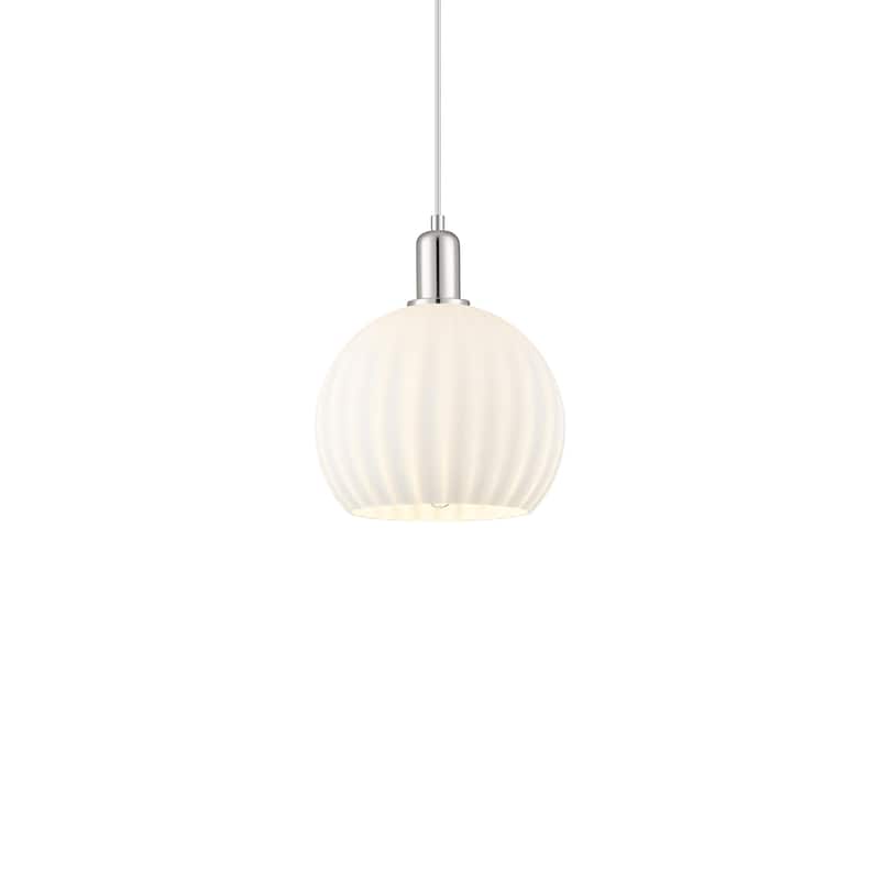 Innovations Lighting 716-1P-13-10 White Venetian Pendant White - Polished Nickel / White Venetian