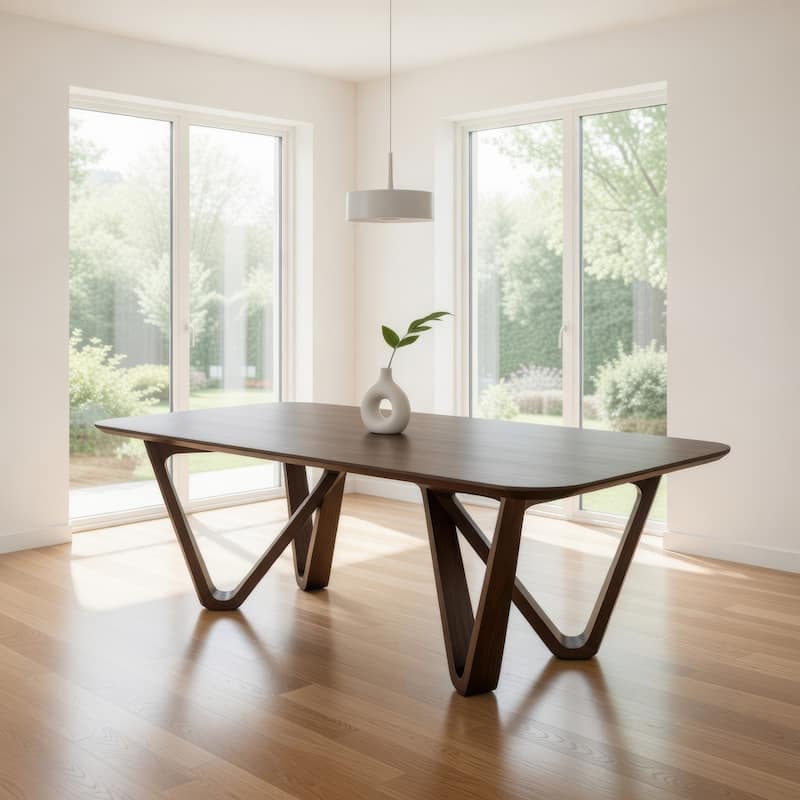 Niva Dining Table, 95 Inch Rectangular, Walnut Brown Solid Rubberwood