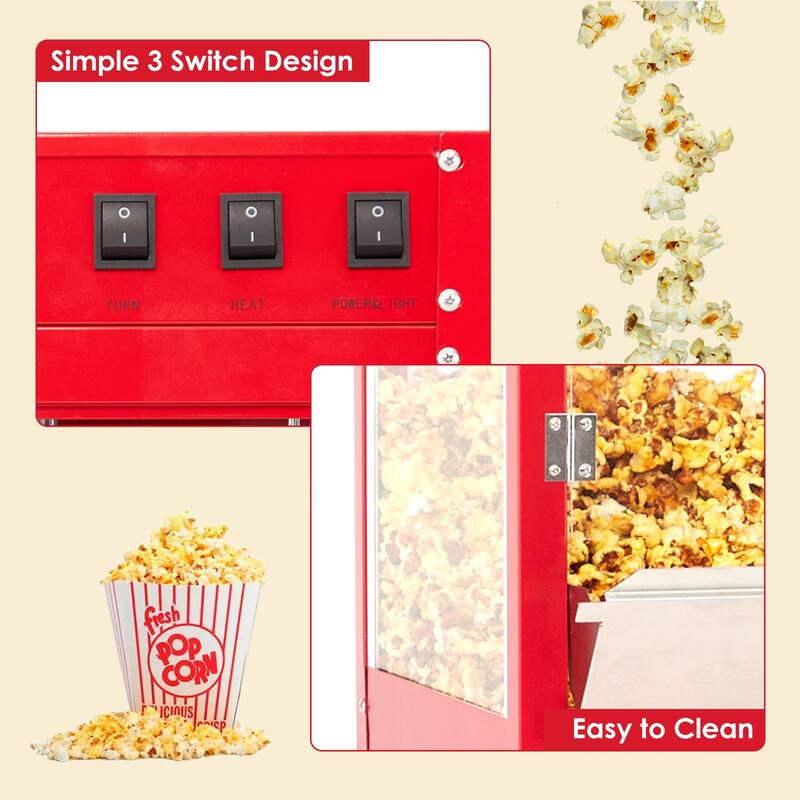 Commercial Popcorn Machine Cart with Interior Light