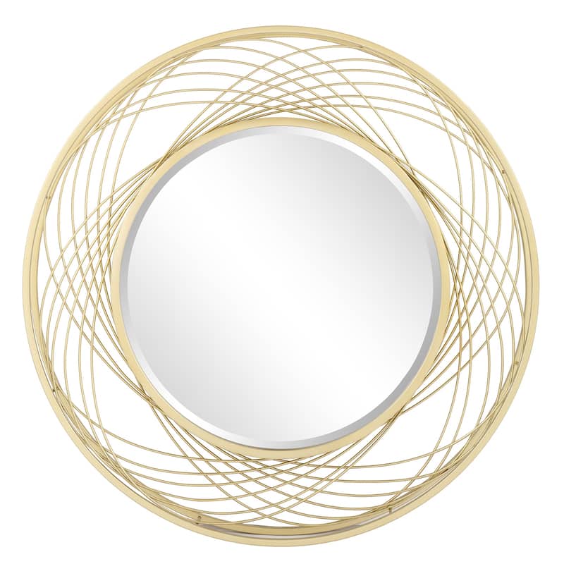 MacLuu Gold Art Round Mirror with Metal Wire Frame - 27.56