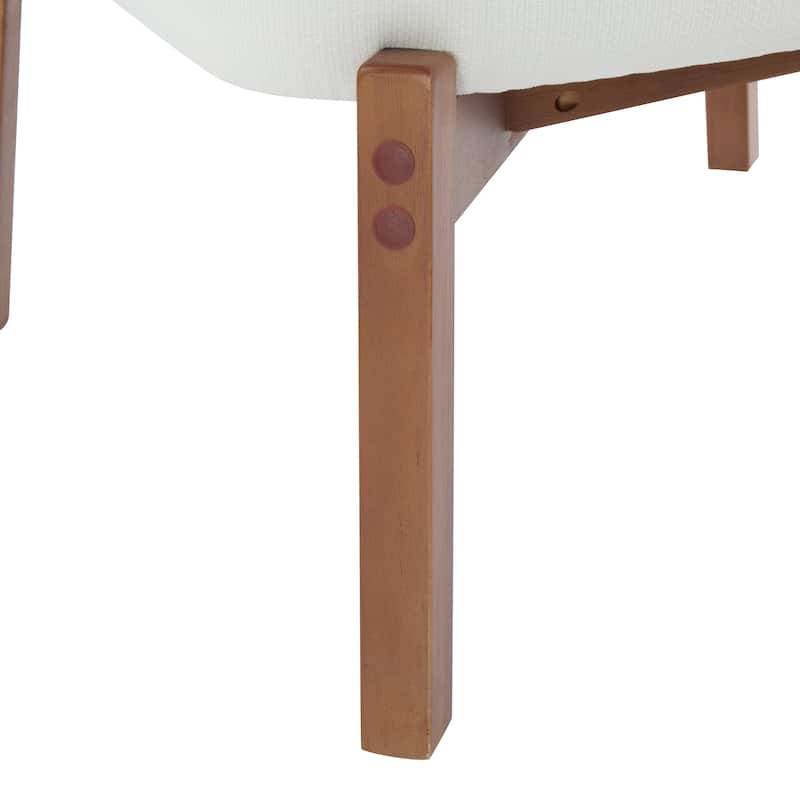 Modern Beige Lounge Chair with Woven Backrest, Sturdy Wooden Frame, Minimalist and Elegant Accent Seating
