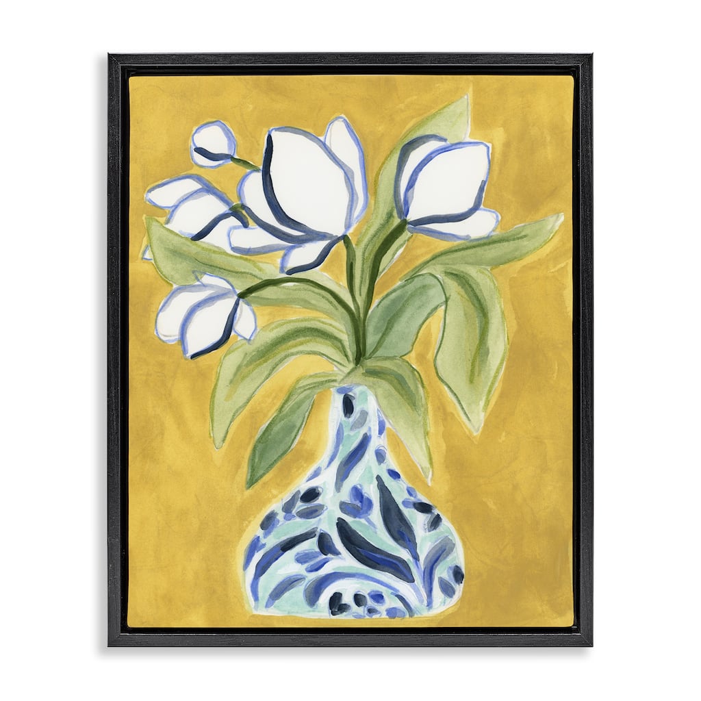 Stupell Bright Tulips in Vase Framed Floater Canvas Wall Art Design By June Erica Vess