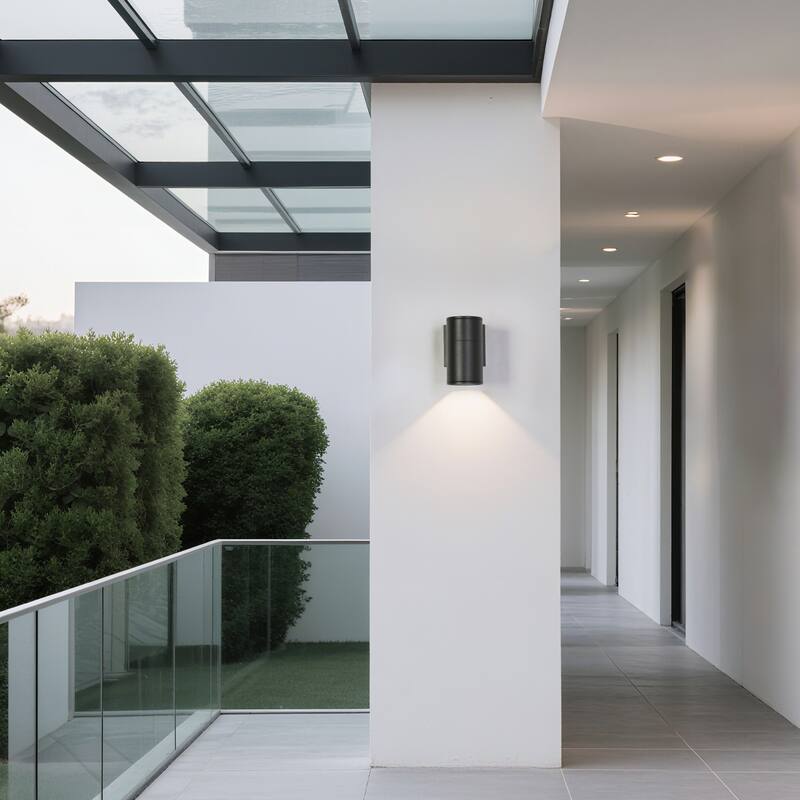 Modern Farmhouse Black 1-Light Round Wall Sconce for Residential and Commercial spaces - W 3.5" x D 6.2" x H 6.5"