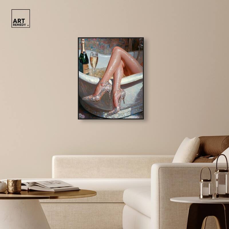 Champagne Bath Party Canvas by Art Remedy