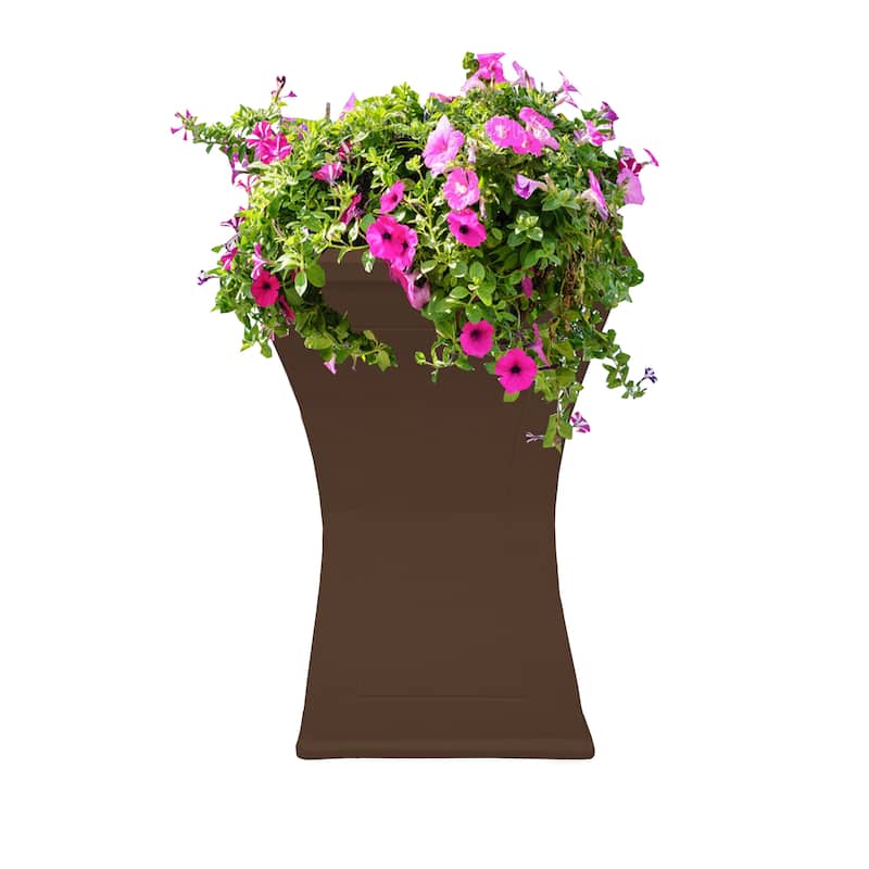 Modern Square Cast Aluminum Metal 40-in Bird Bath and Planter Vase Combo