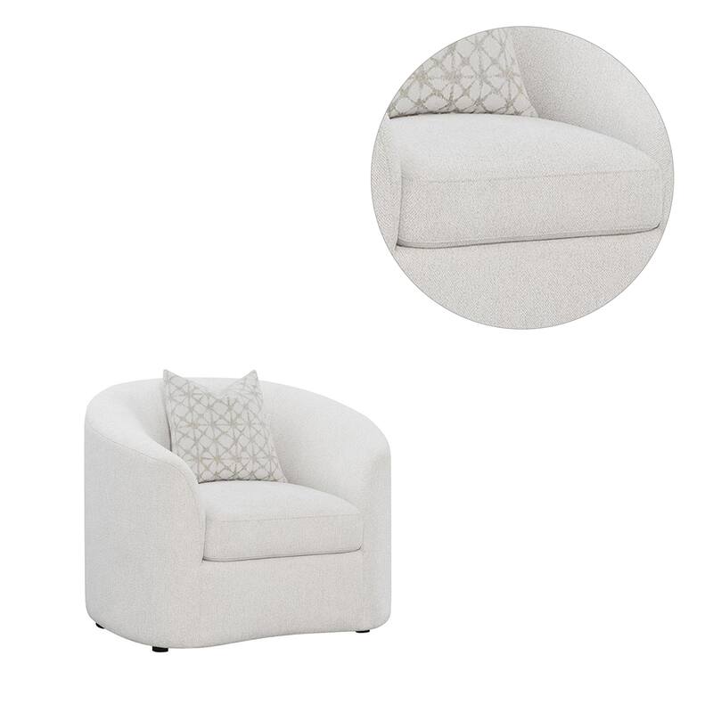 Fabric Upholstered Accent Chair with 1 Pillow in Latte Finish