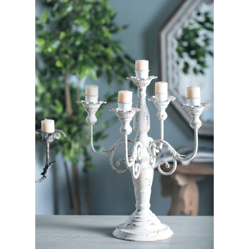 Metal Candelabra - Gray or White - Roche River Decor