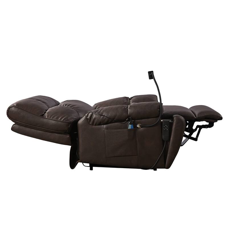 Power Lift Recliner Chair with Massage and Heat for Elderly: 3 Positions, 2 Side Pockets, Phone Holder, Cup Holders