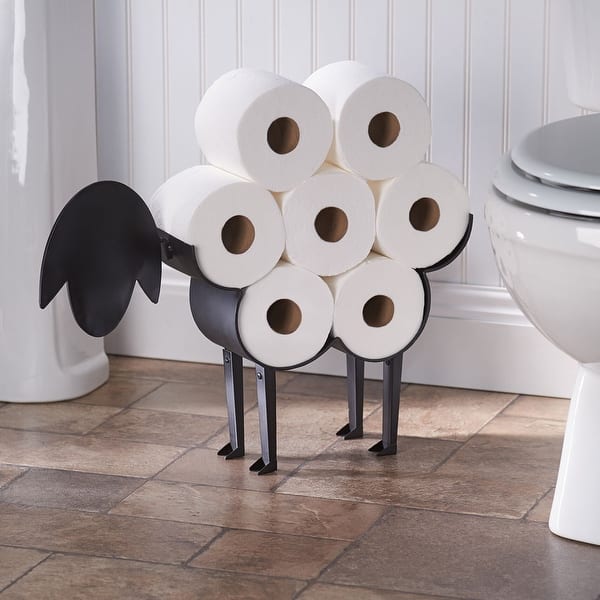 Grey Metal Toilet Paper Holder & Storage