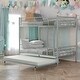 preview thumbnail 1 of 15, Twin-Over-Twin Metal Bunk Bed With Trundle,Can be Divided into two beds,No Box Spring needed,Ultimate Space Saver Silver