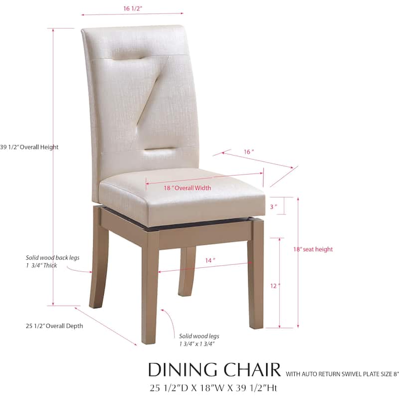 Upholstered Swivel Dining Chairs, White/Gold, Set of 2