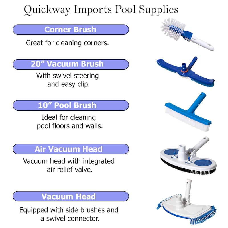 Quickway Imports Manual Weighted Swimming Pool Surface Cleaner Vacuum Head with Dual Air-Relief Valves, Swivel Hose Connector