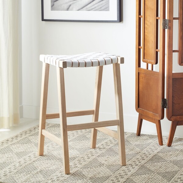 Woven leather strap bar stool deals