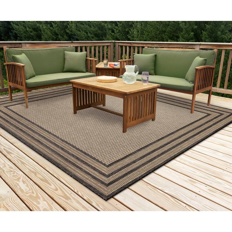 Liora Manne Monaco Striped Border Indoor/Outdoor Area Rug