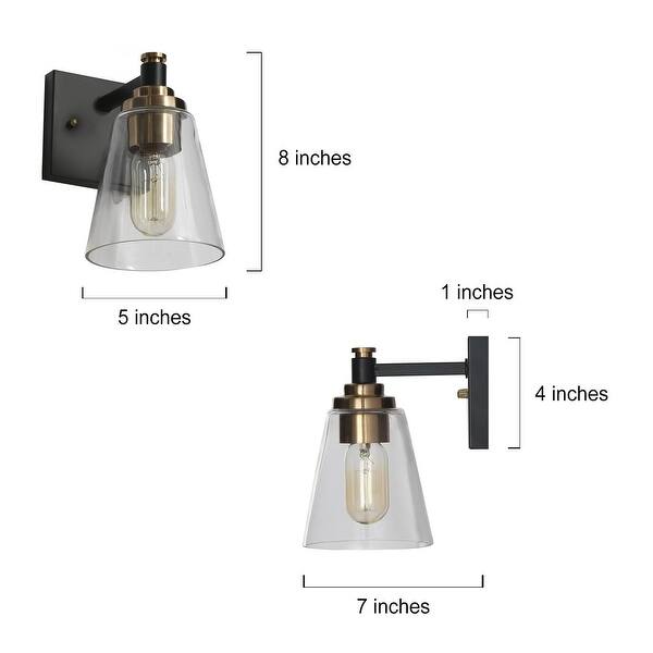 Modern Black Gold 1Light Glass Wall Sconce Bathroom Vanity Light