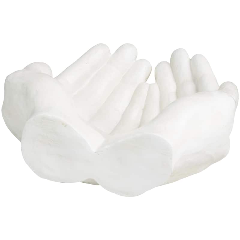 Polystone Hands Open Decorative Sculpture - White - Roche River Decor