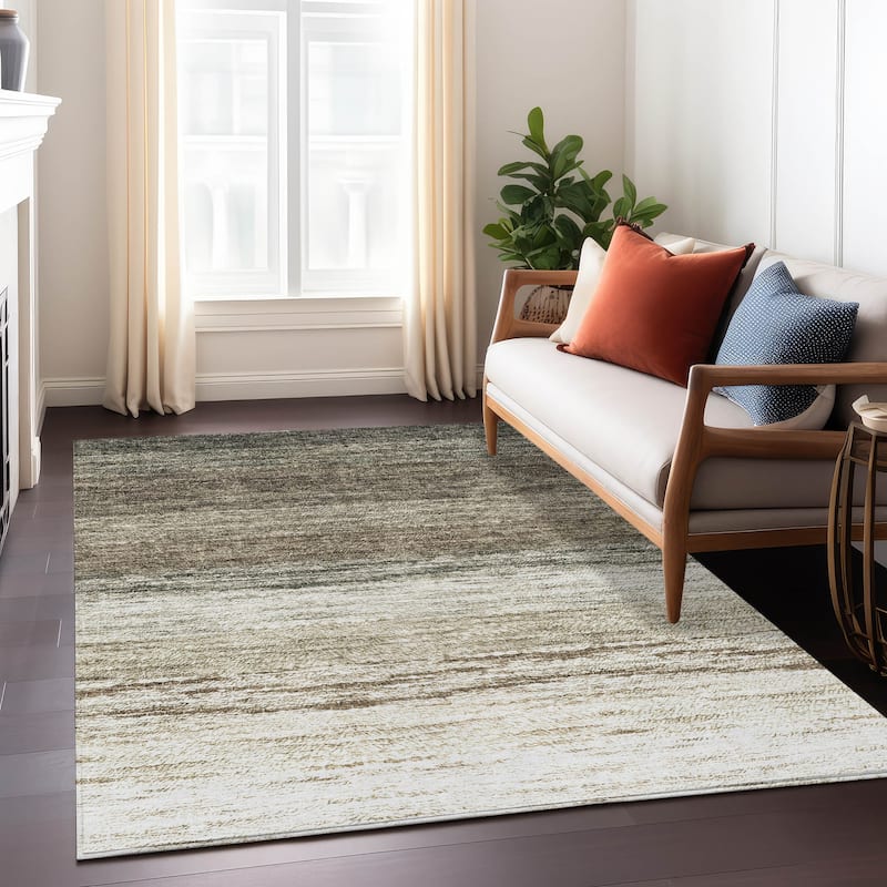 Machine Washable Indoor/ Outdoor Chantille Solid Ombre Rug