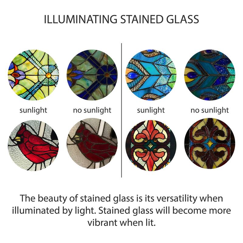 River of Goods Tiffany-style Rays of Sunshine 12-inch Stained Glass Window Panel - 20"L x 0.25"W x 12"H