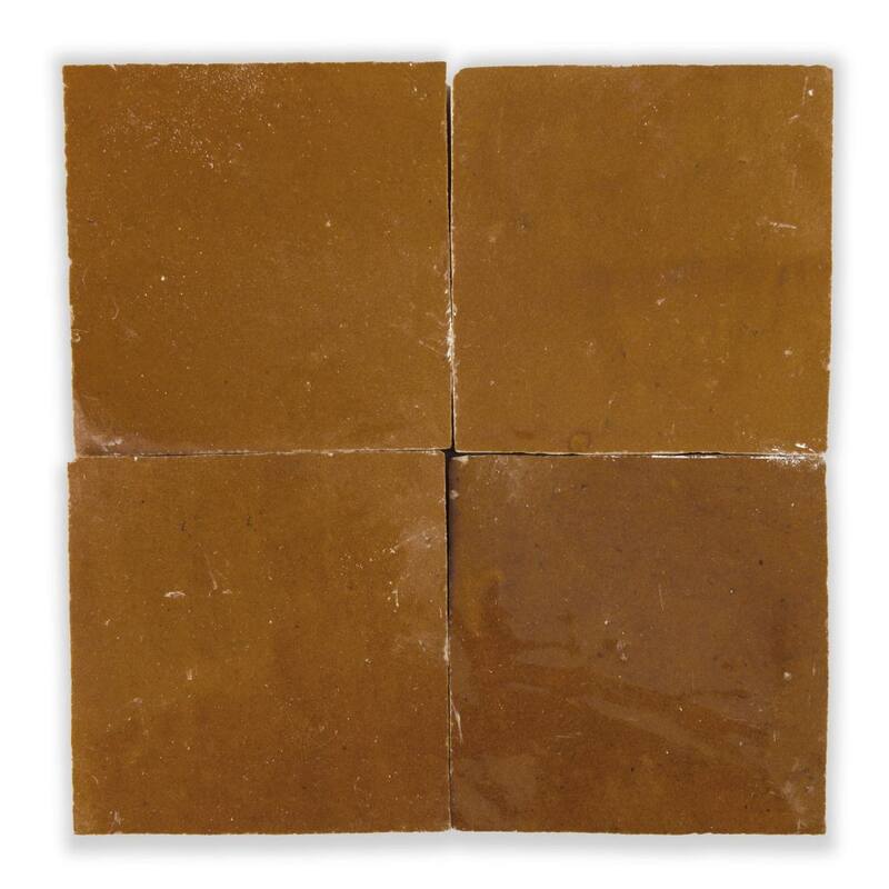 Handmade 4x4-in Moroccan Mosaic Solid Color Caramel