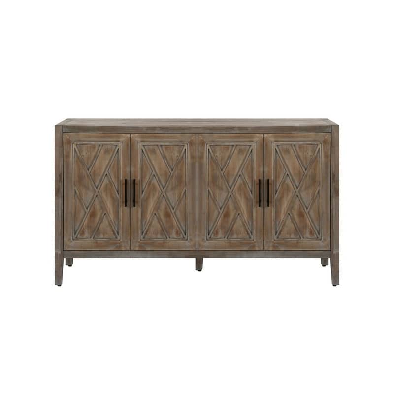 60" Width Four Door Wooden Twill Sideboard American Country Vintage Cabinet
