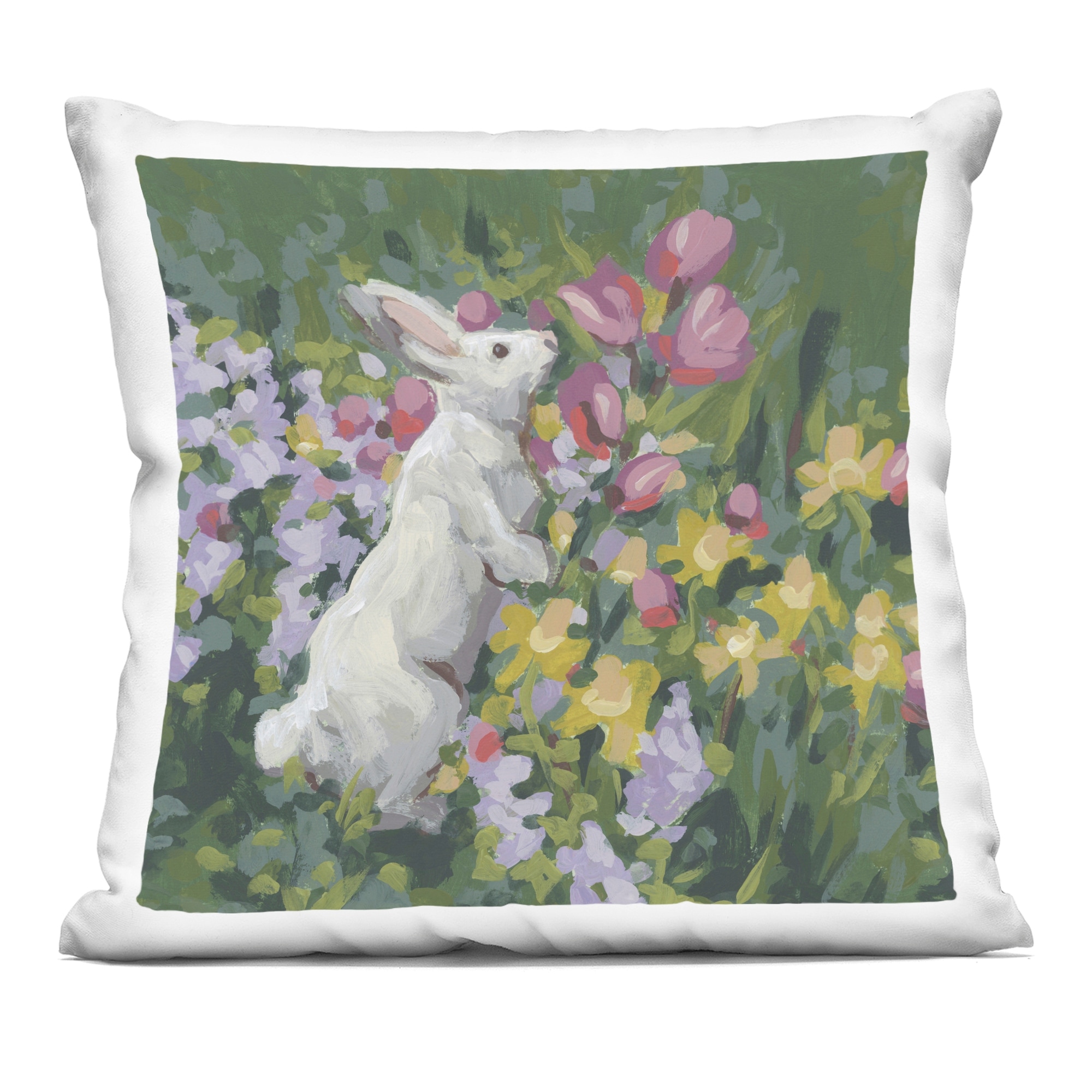 Stupell Bunny in Garden Impression Decorative Printed Throw Pillow Design by June Erica Vess