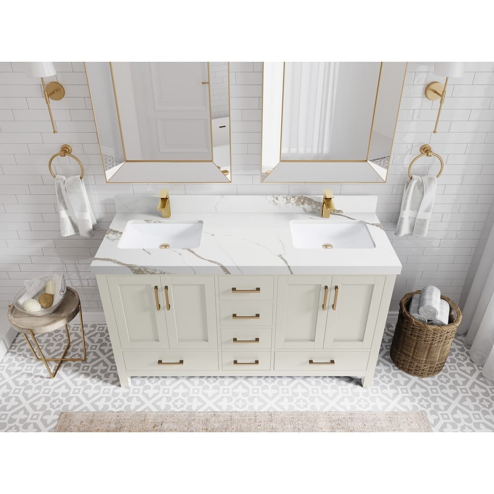 Willow Collections 60 in. W x 22 in. D Malibu Double Sink Bathroom Vanity with Countertop