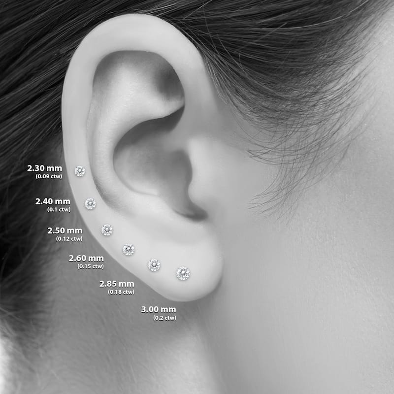 Marquee .20CTW Round Diamond Solitaire Stud Earrings In 14k White Gold with Silicon Backs