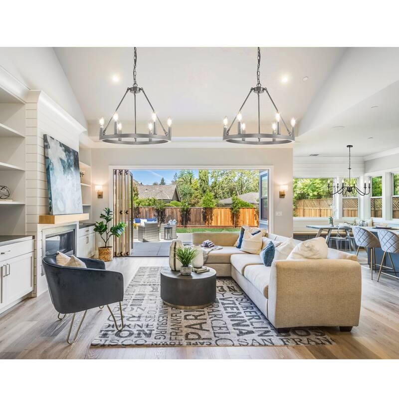 6/12-Light Wagon Wheel Farmhouse Chandelier