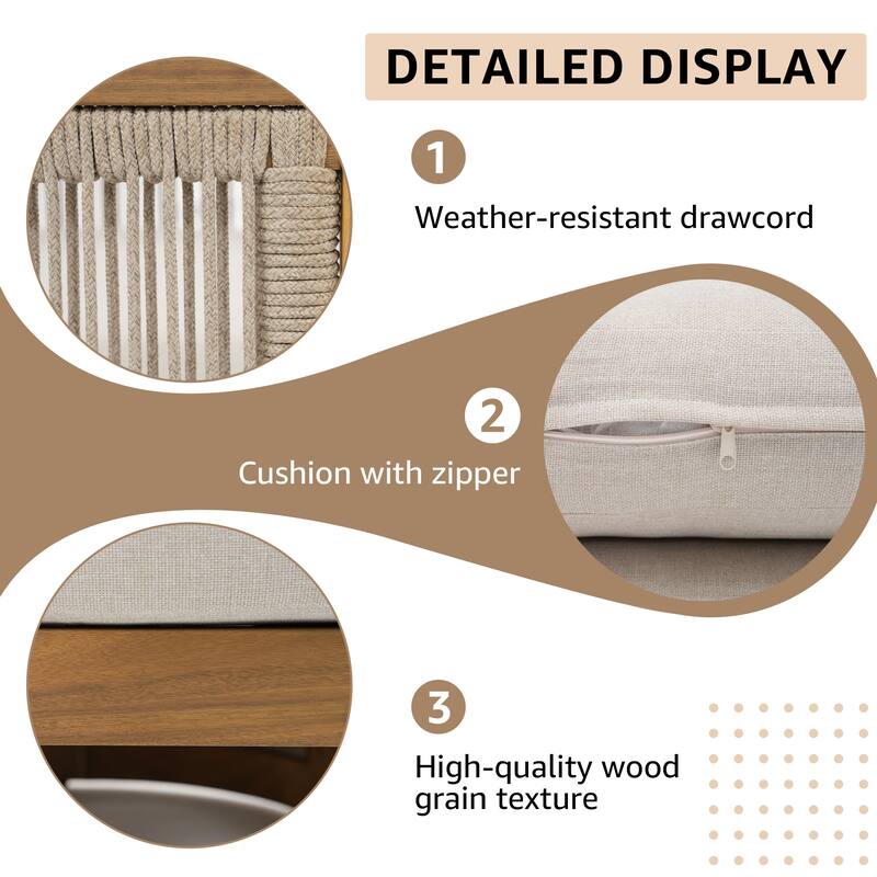 Outdoor 2-personWooden Conversation Sofa Set