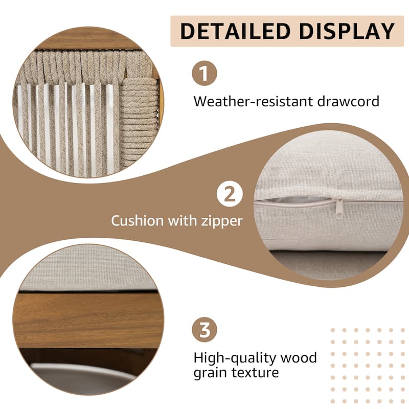 Outdoor 5-Piece Wooden Sofa Conversation Set,Free Combination
