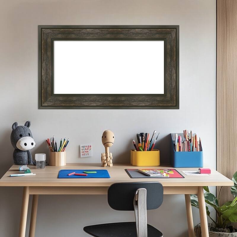 Amanti Art Rail Rustic Char Framed Dry Erase Magnetic Board