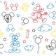 preview thumbnail 1 of 5, Red & Yellow Disney Mickey Mouse Line Art Peel and Stick Wallpaper by RoomMates