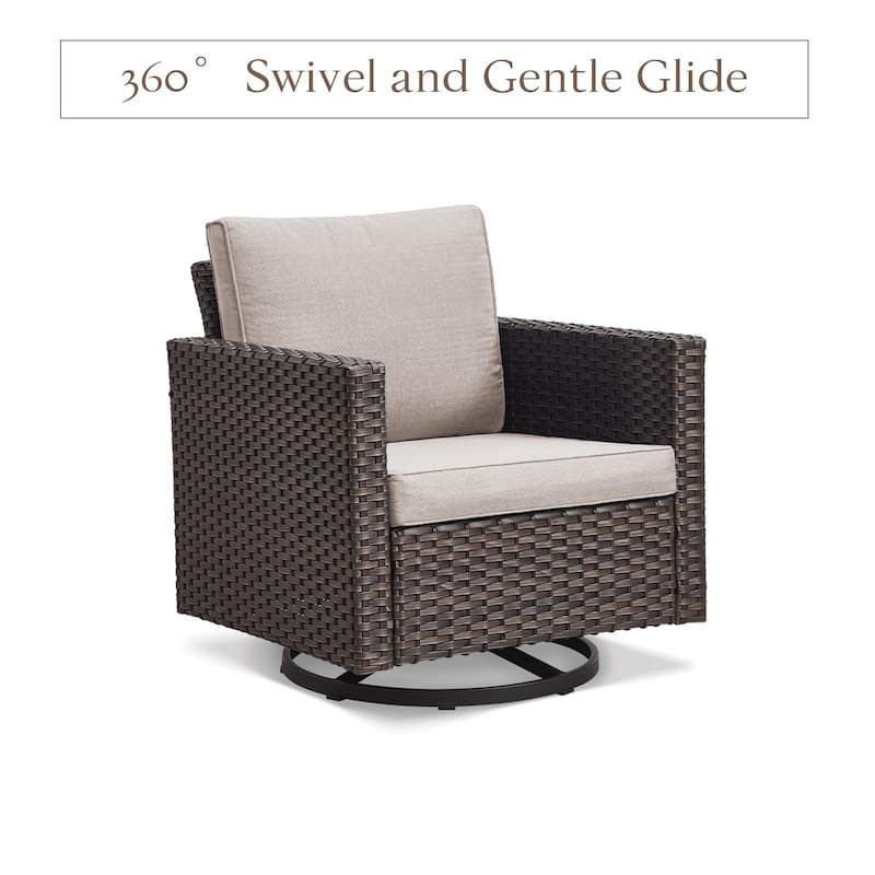 Wicker Patio Conversation Set with Cushion and Table