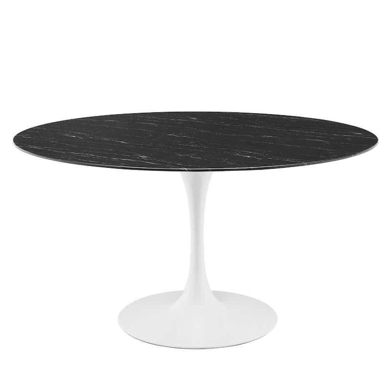 Lippa 54" Round Artificial Marble Dining Table - Black