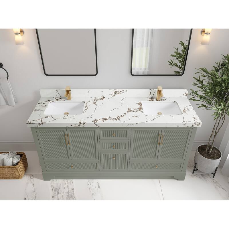 Willow Collections 72 x 22 Alys Double Bowl Sink Bathroom Vanity with Countertop