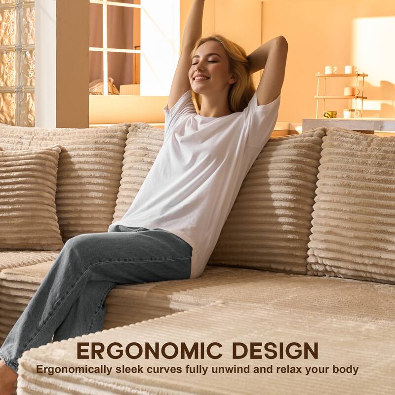 OVIOS All-Foam Cloud L-Shaped Lounger Sofa​ ​​With Ottoman​