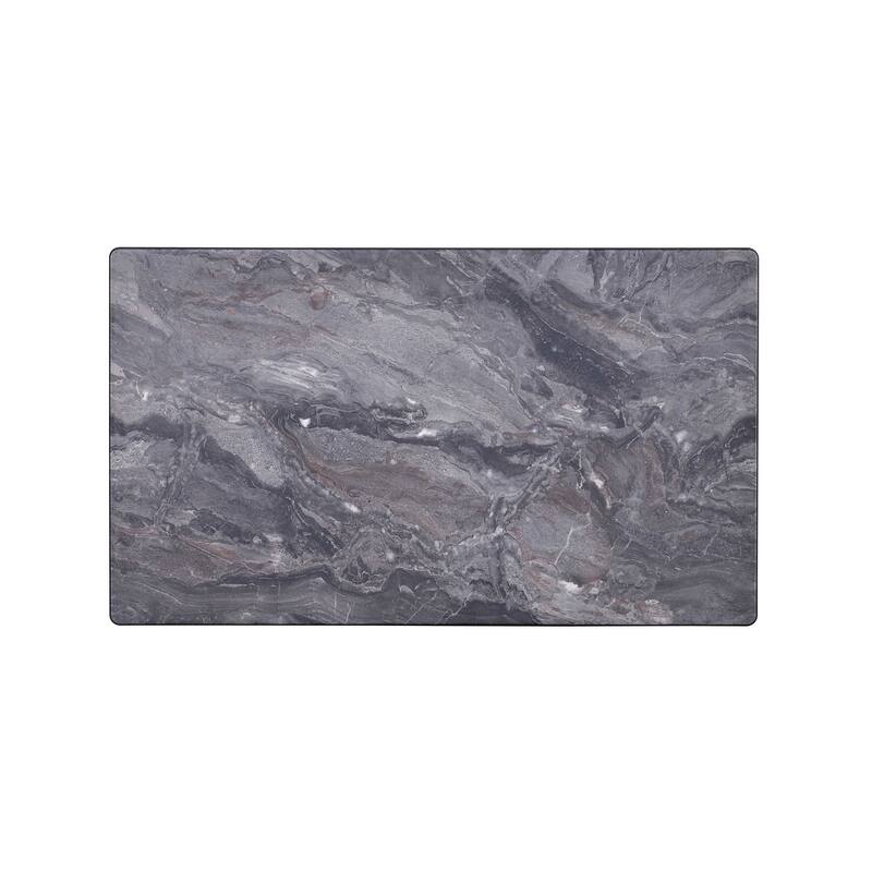 HomeRoots 47" Gray and Walnut Stone And Solid Wood Coffee Table - 47' X '18' X '28