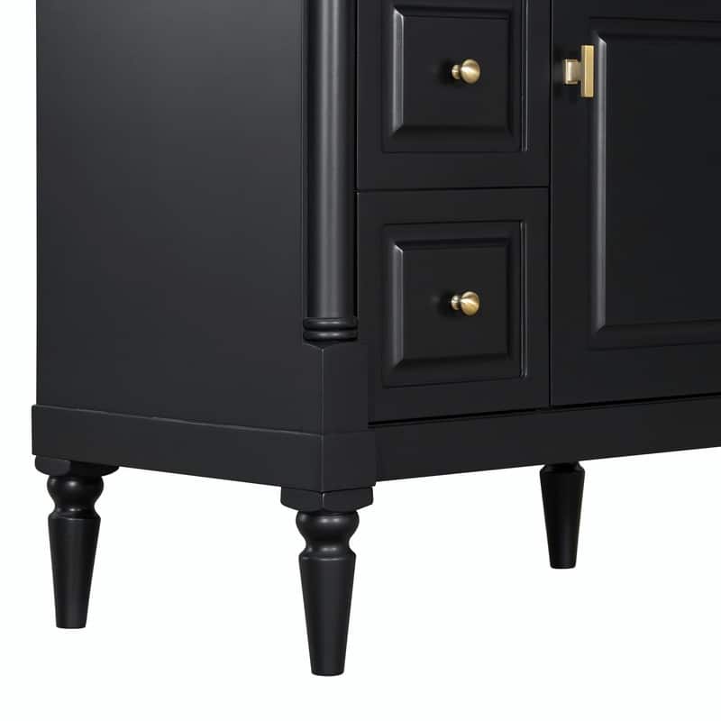 36" Bathroom Vanity with Sink, Freestanding Bathroom Cabinet with Ceramic Basin, Flip Drawer