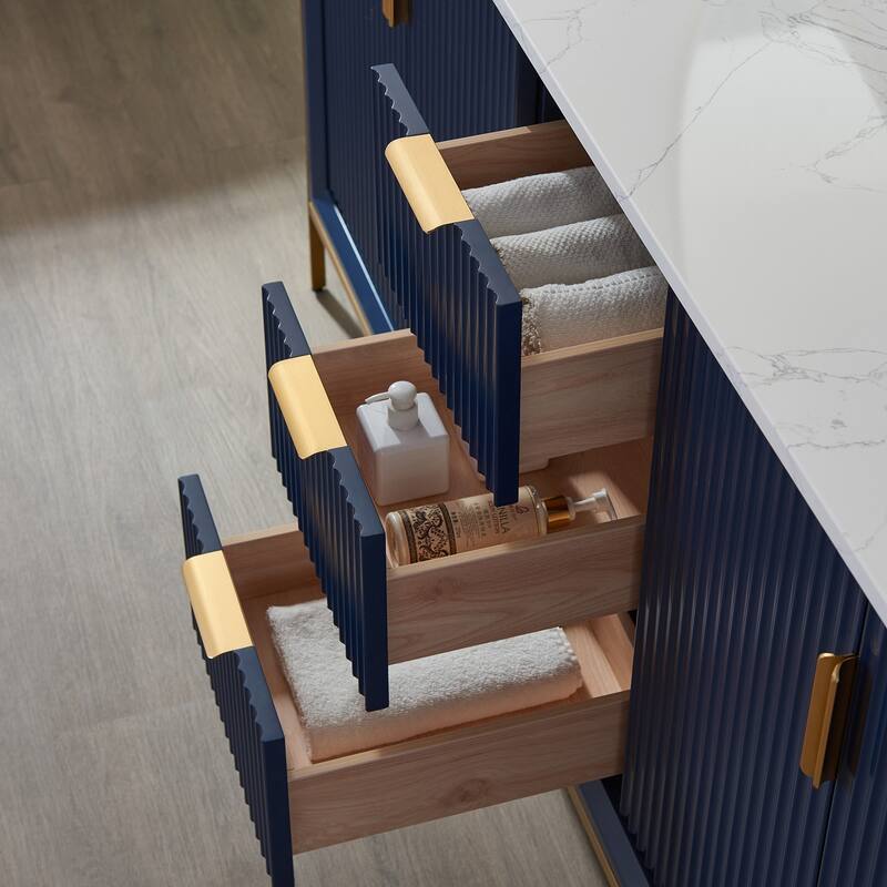 Granada 72" Vanity in Royal Blue with Countertop With Mirror