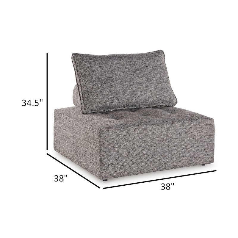 Lily 38 Inch Outdoor Lounge Chair, Armless Cushioned Seat, Brown Finish