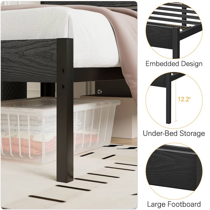 VECELO Twin Size Kids Bed Frames Set with Headboard and Footboard 2-Pack Wooden Rail Headboard Kids Bed