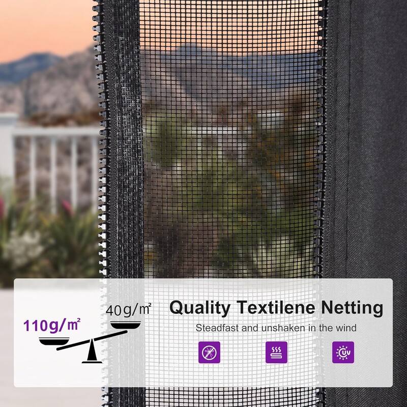 PURPLE LEAF Double Top Outdoor Sunroom Screen House Patio Hardtop Gazebo Wood Grain