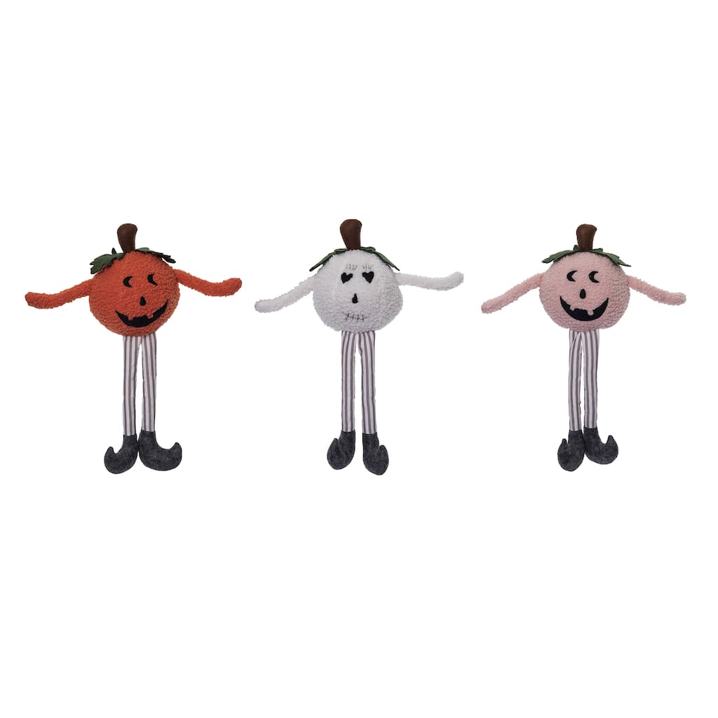 Transpac Plush Pumpkin Sitter Set of 3 Halloween Home Decorations
