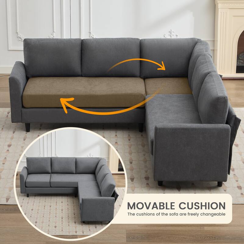 Snow Velvet Sectional Sofa